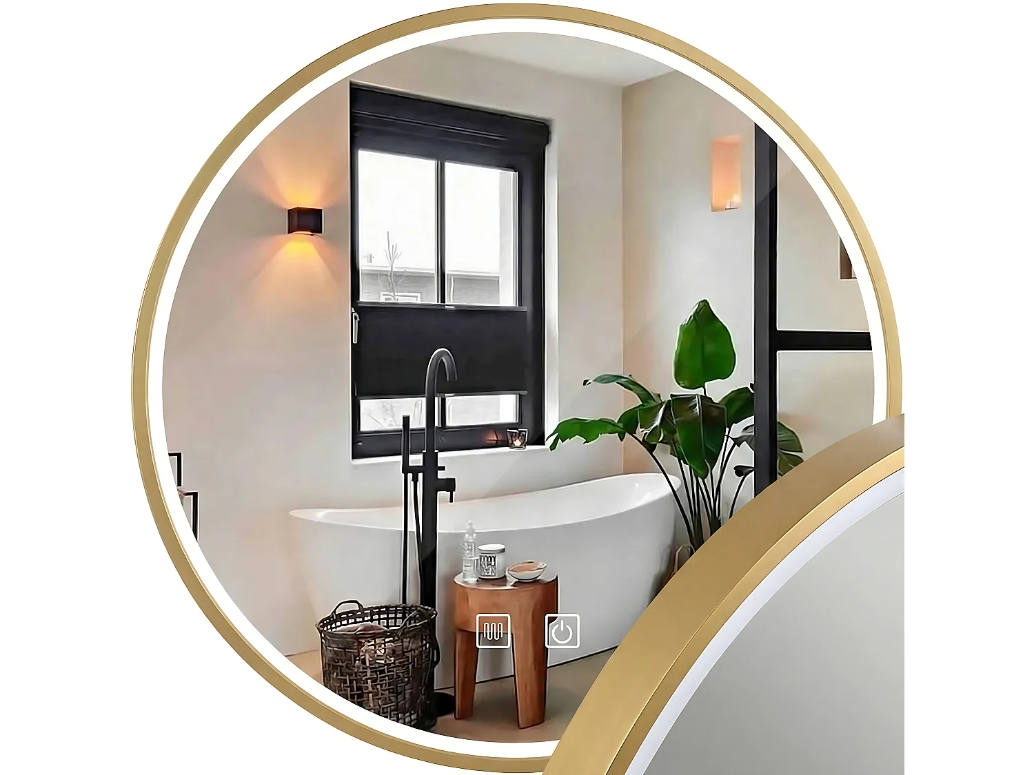 Specchio Da Bagno Rea Led P11397 Mmj Rose Gold 80Cm, Rotondo, 80X80X80Cm