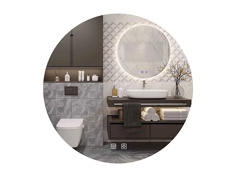 Espejo LED REA 70cm HZJ070 Cromado con iluminación y función de calefacción