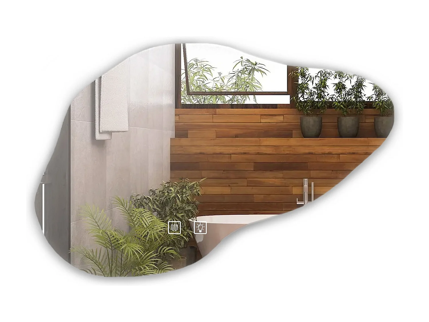 Specchio Da Bagno Rea Led Cloud B Grey 100X70Cm, Irregolare, 70X100X70Cm