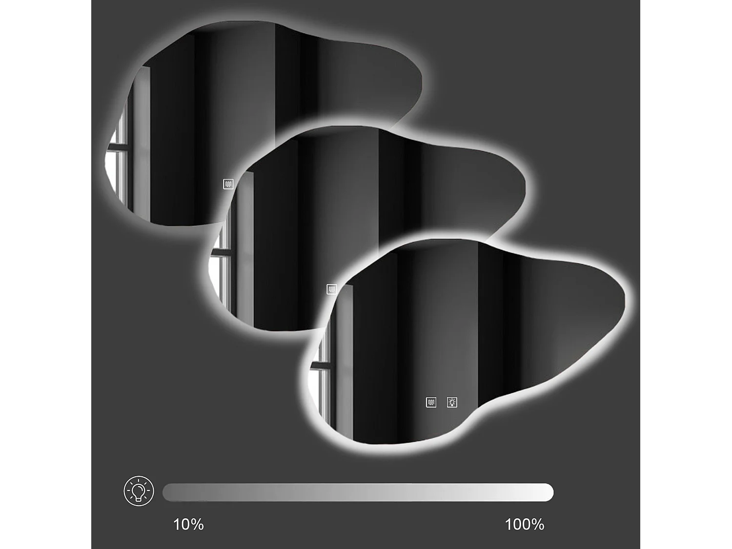 Specchio Da Bagno Rea Led Cloud B Grey 100X70Cm, Irregolare, 70X100X70Cm