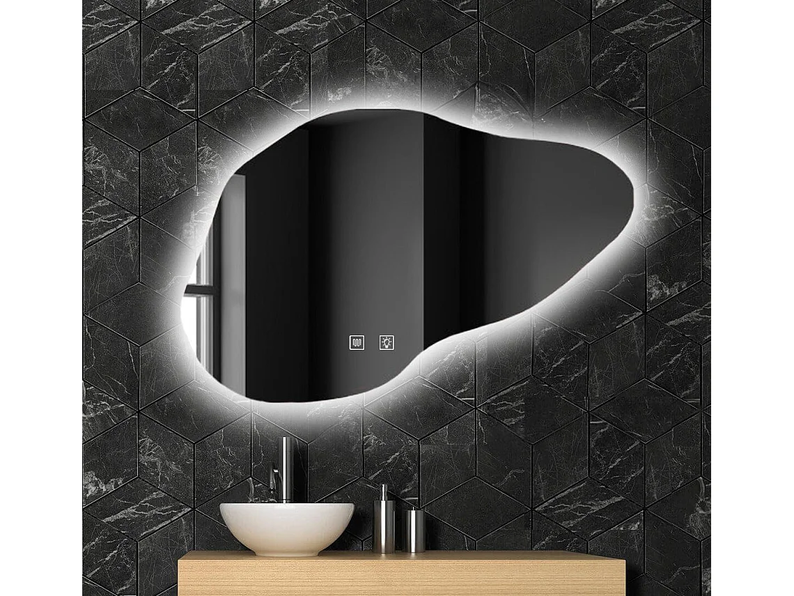 Specchio Da Bagno Rea Led Cloud B Grey 100X70Cm, Irregolare, 70X100X70Cm