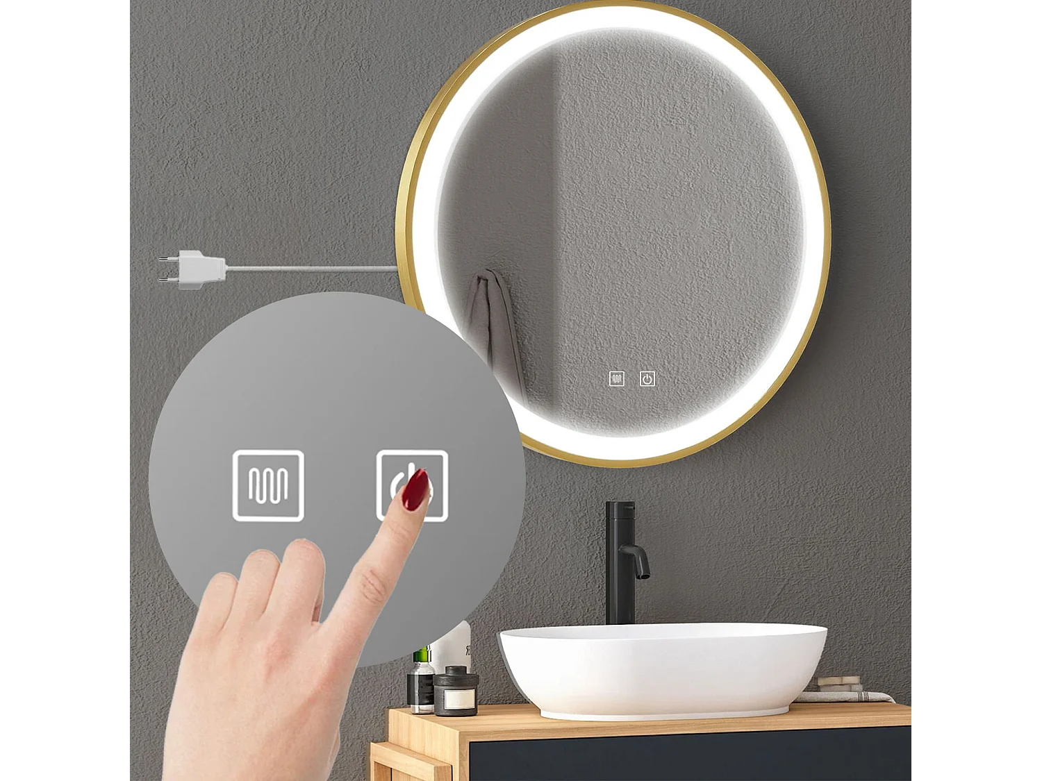 MIROIR LED REA 90CM MMJ CHROME GOLD