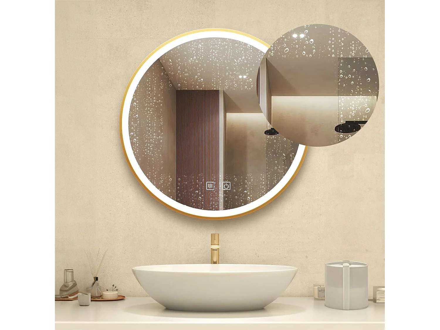 MIROIR LED REA 90CM MMJ CHROME GOLD