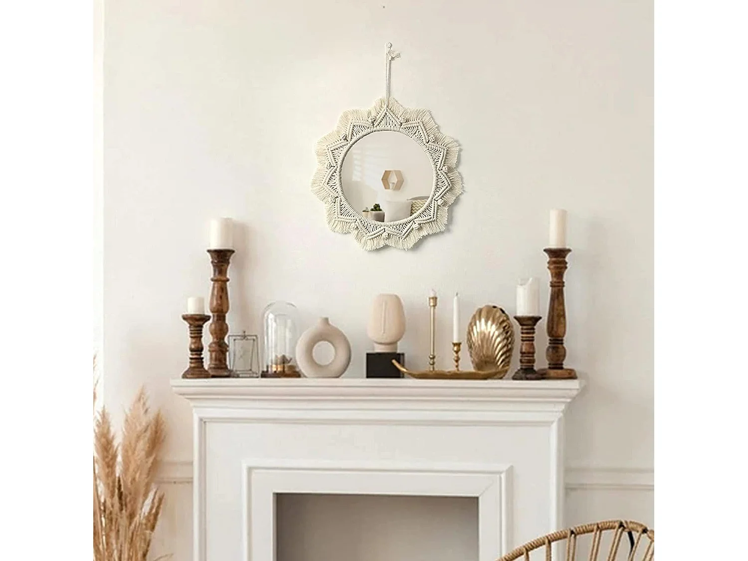 MIROIR REA BOHO 50CM 322047 BEIGE