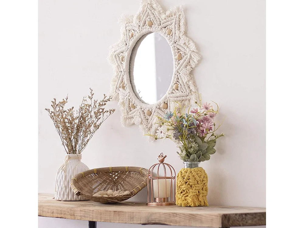 MIROIR REA BOHO 50CM 322047 BEIGE