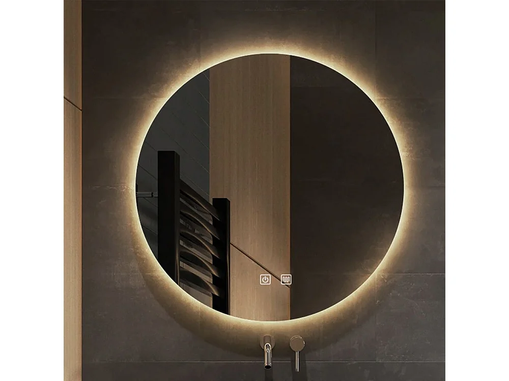 Miroir LED rond REA 50cm avec éclairage et fonction chauffage