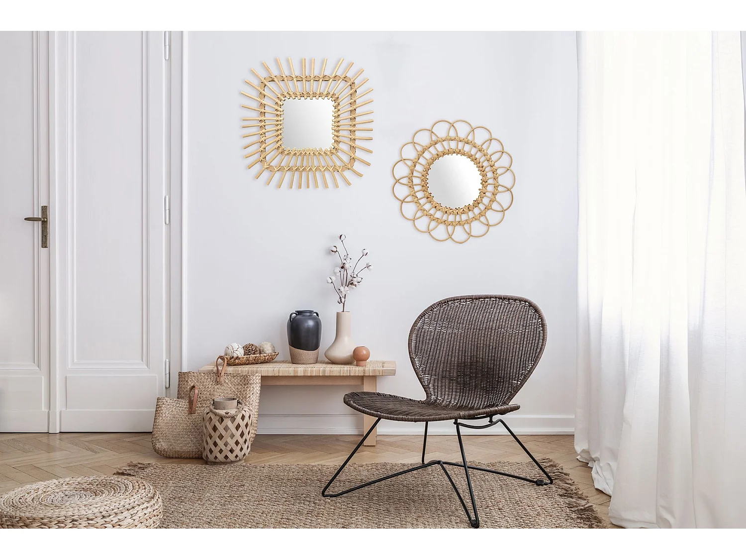 MIROIR REA BOHO 34CM 223K17 BEIGE