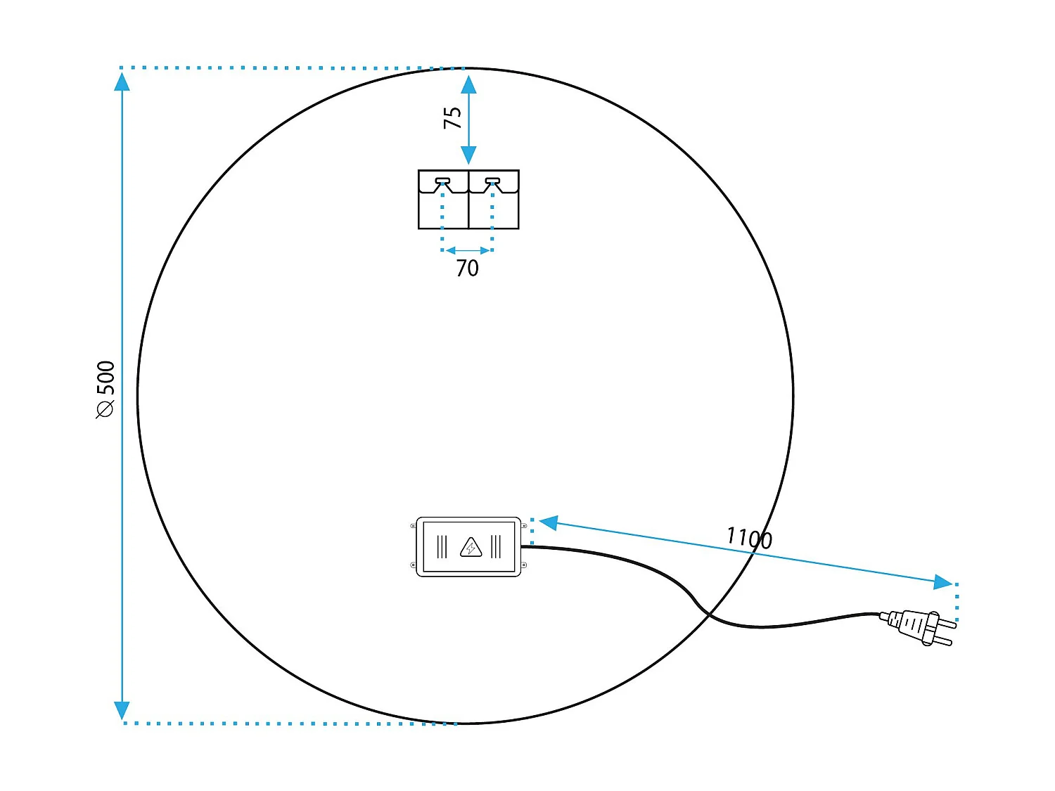 Specchio Da Bagno Rea Led P11394 Mmj Rose Gold 50Cm, Rotondo, 2X50X50Cm
