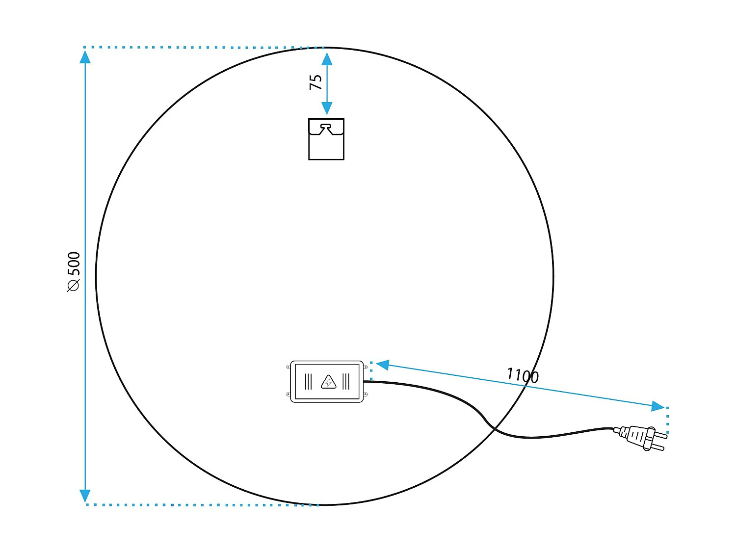 MIROIR LED REA 50CM FFJ50 CHROME