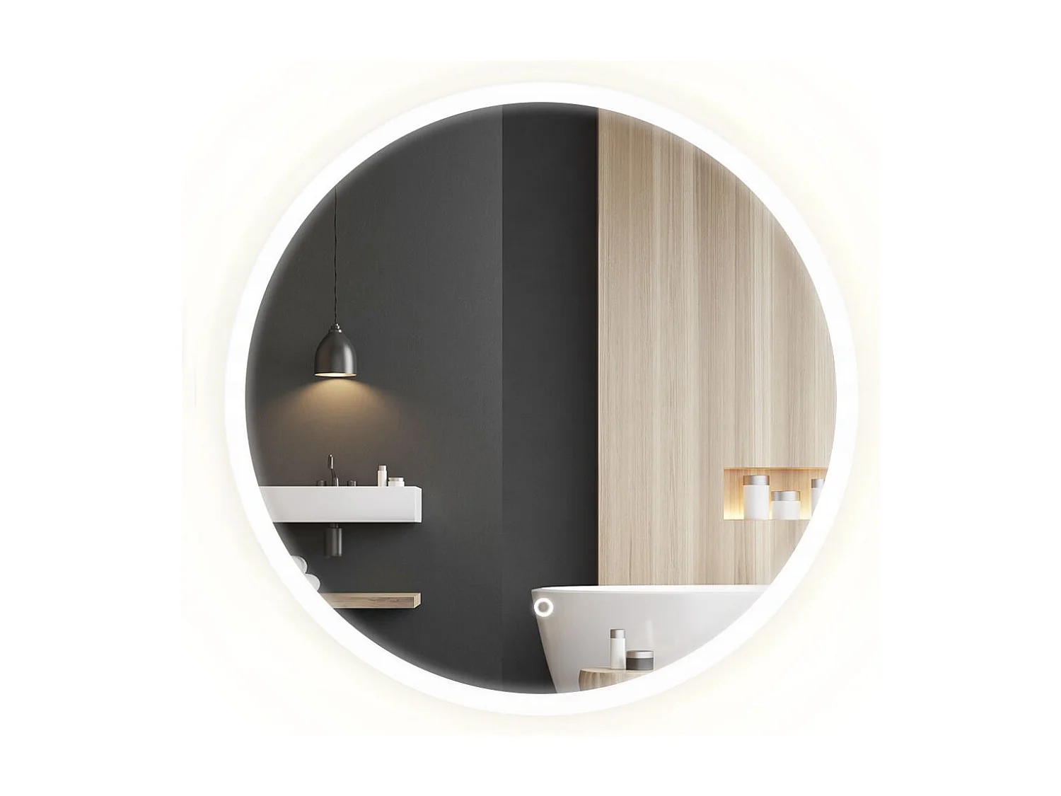 Specchio Da Bagno Rea Led Ffj White 50Cm, Rotondo, 2X50X50Cm
