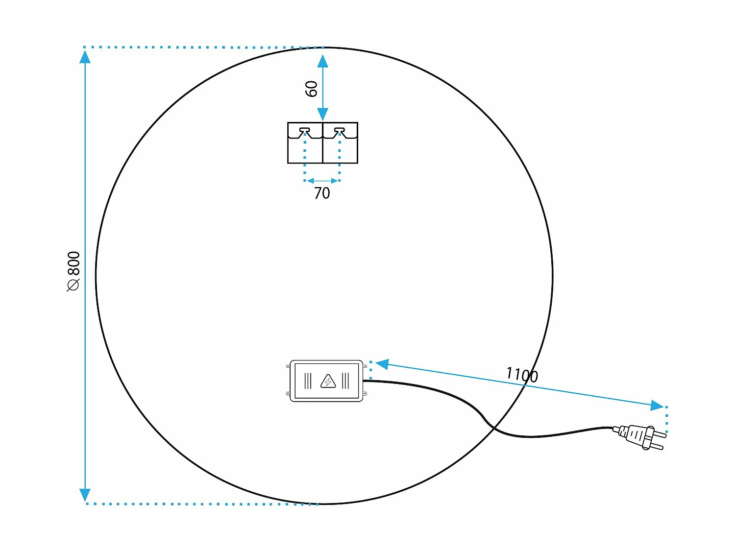 MIROIR LED REA 70CM FFJ70 CHROME