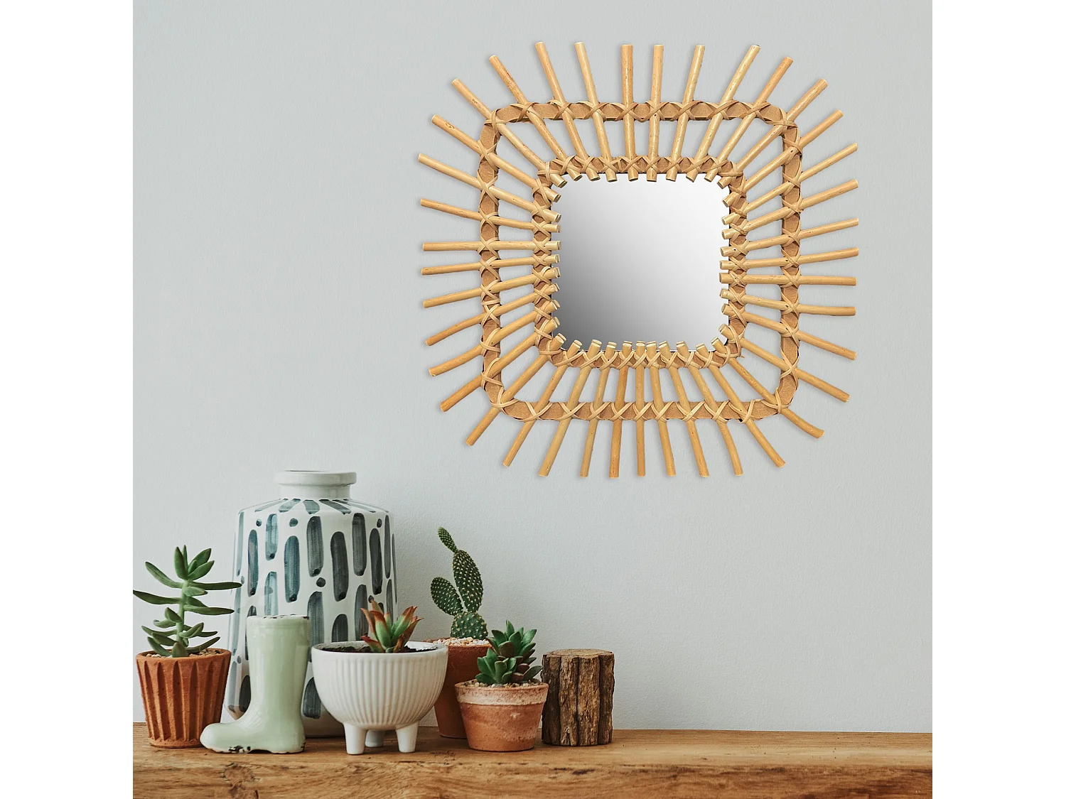 MIROIR REA BOHO 45CM QDJ071 BEIGE