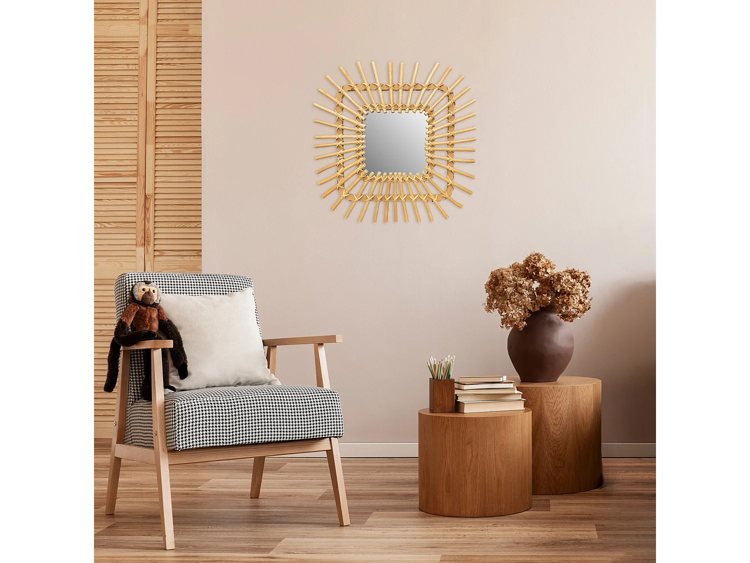 MIROIR REA BOHO 45CM QDJ071 BEIGE