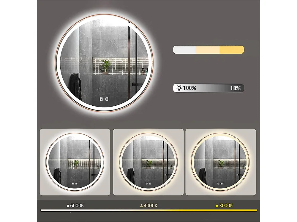 MIROIR LED REA 90CM MMJ N COPPER