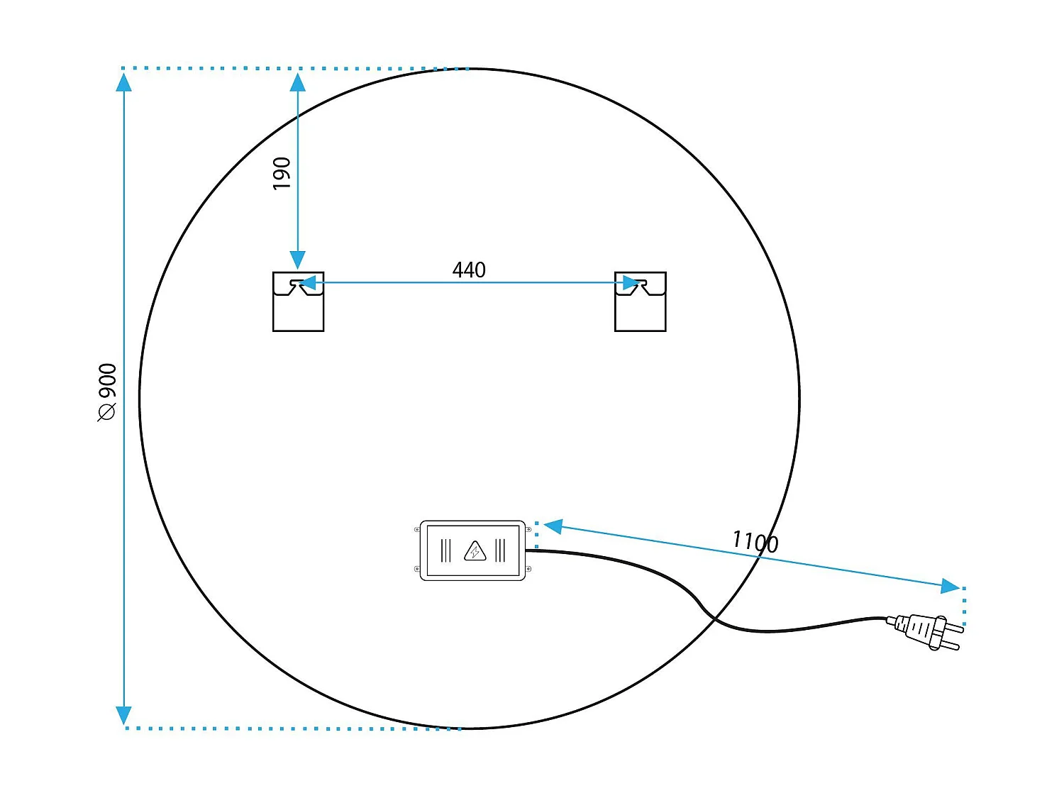 MIROIR LED REA 90CM MMJ N COPPER