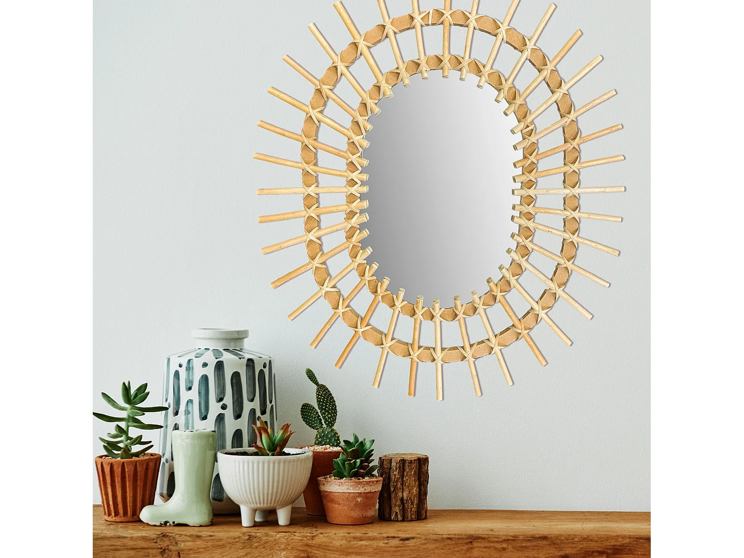 MIROIR REA BOHO 57CM QDJ5749 BEIGE