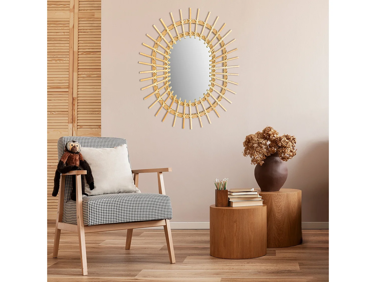 MIROIR REA BOHO 57CM QDJ5749 BEIGE