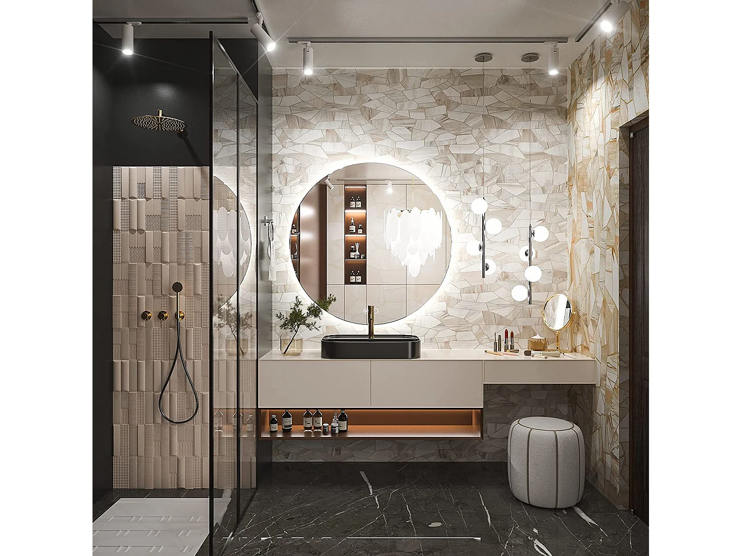 Espejo LED REA 80cm HZJ080 Cromado con Luz Ajustable y Función de Calefacción