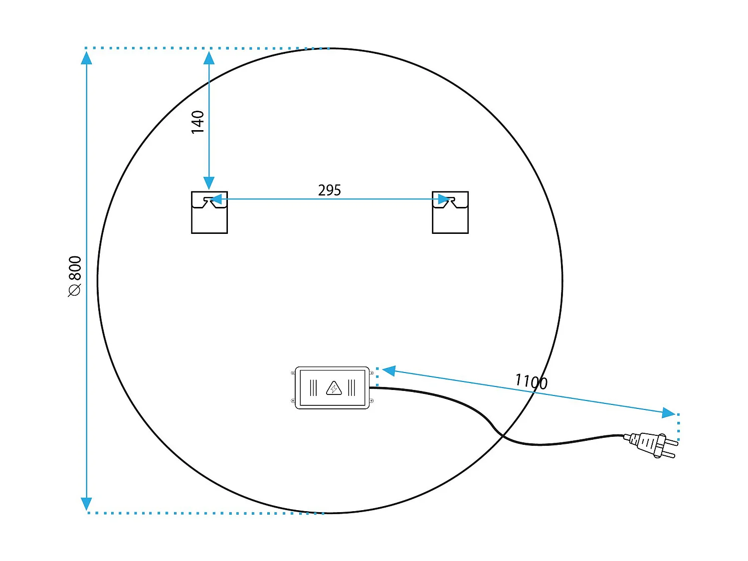 Espejo LED REA 80cm HZJ080 Cromado con Luz Ajustable y Función de Calefacción