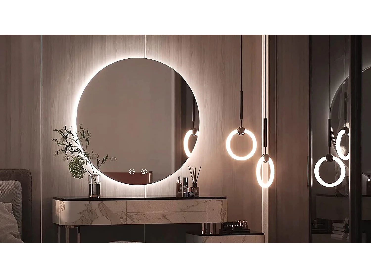 Miroir LED REA 80cm HZJ080 Chrome avec Lumière Réglable et Fonction de Chauffage