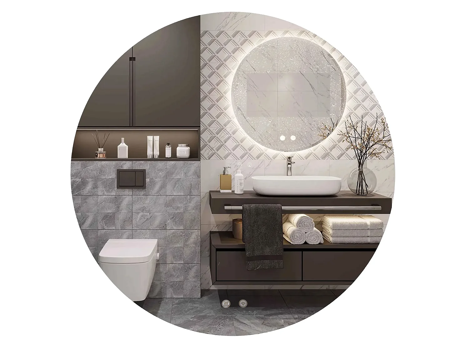 Miroir LED REA 80cm HZJ080 Chrome avec Lumière Réglable et Fonction de Chauffage