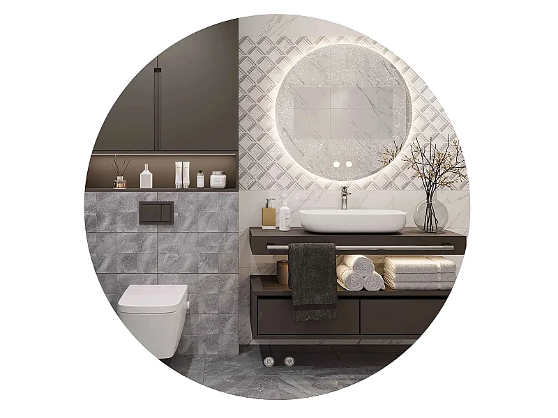 Miroir LED REA 80cm HZJ080 Chrome avec Lumière Réglable et Fonction de Chauffage
