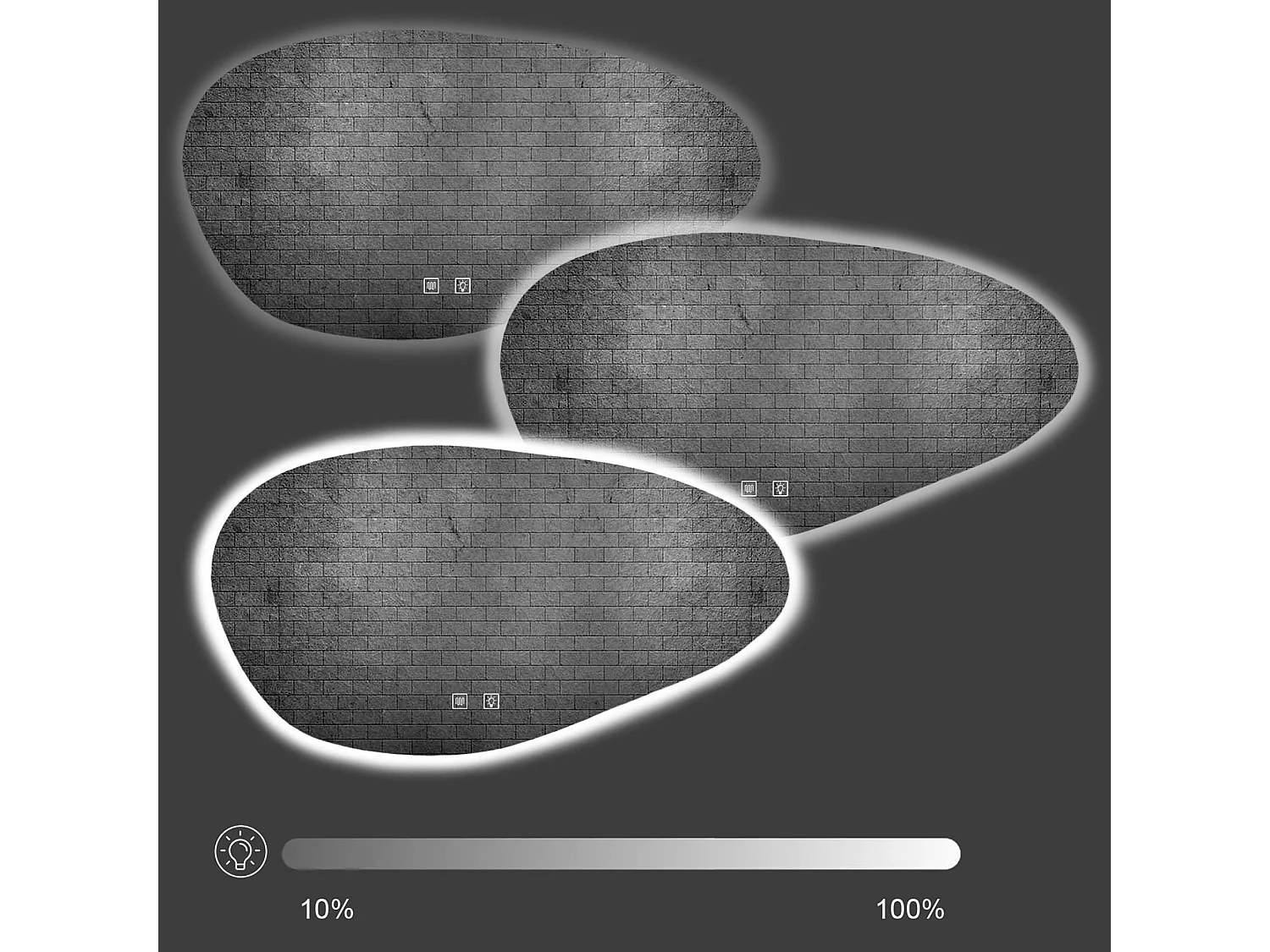 Specchio Da Bagno Rea Led Cloud A Grey 100X60Cm, Irregolare, 2,5X100X60Cm