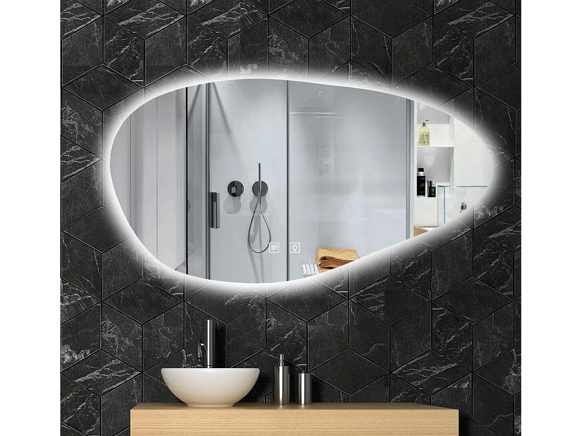 Specchio Da Bagno Rea Led Cloud A Grey 100X60Cm, Irregolare, 2,5X100X60Cm