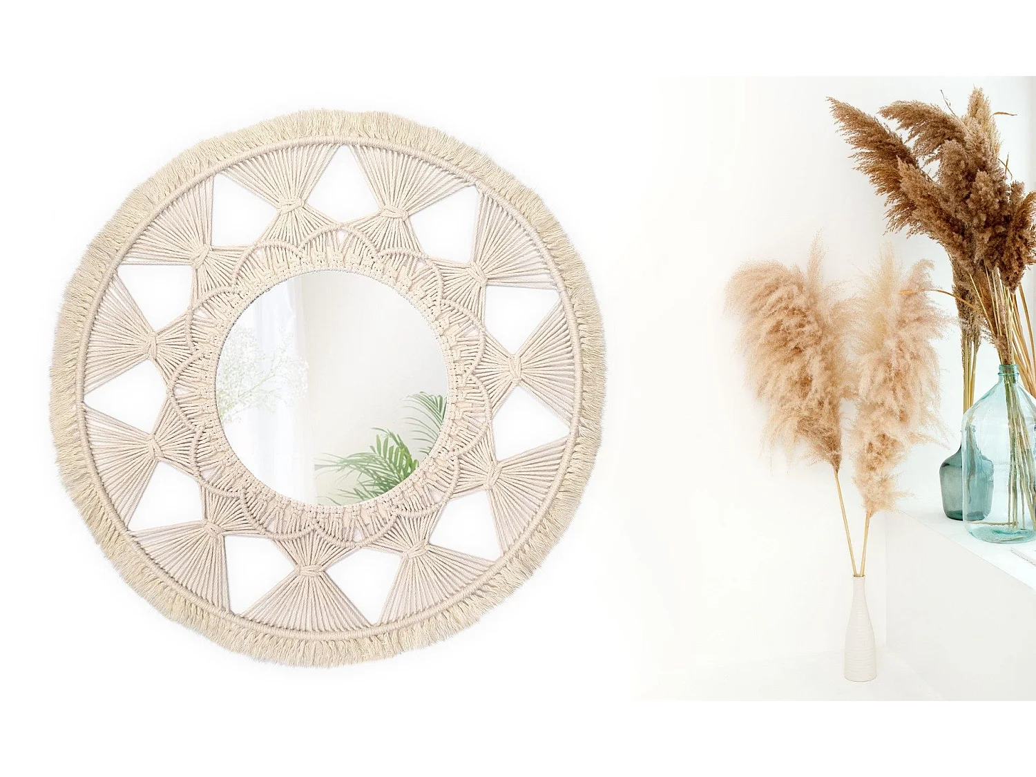 MIROIR REA BOHO 65CM 322050 BEIGE