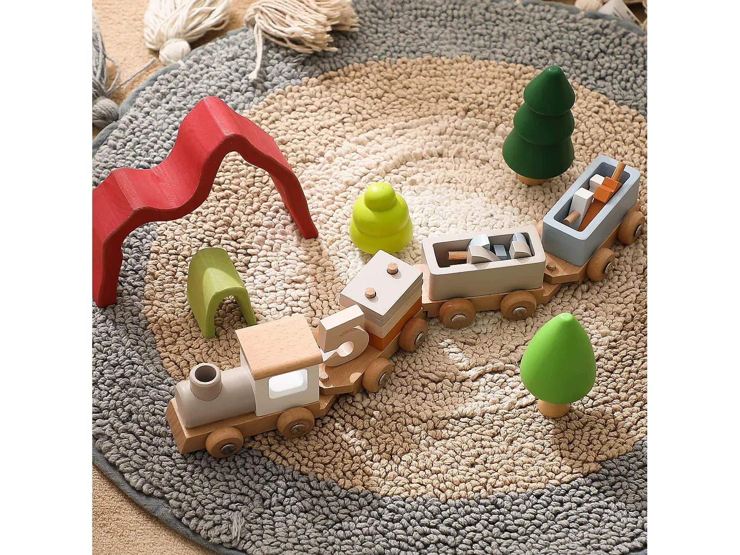 Juego Tren Montessori para Niños Rebecca Mobili Tiris A partir de 3 años Madera Multicolor