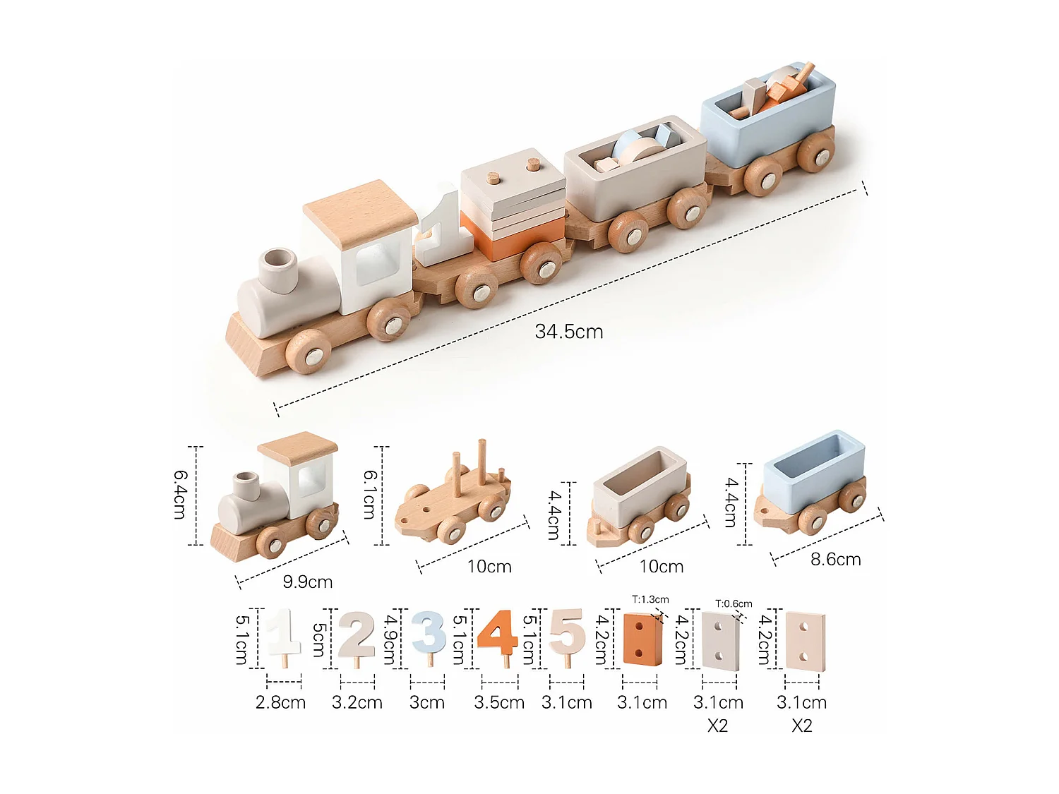 Juego Tren Montessori para Niños Rebecca Mobili Tiris A partir de 3 años Madera Multicolor