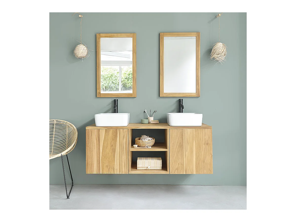 Meuble de salle de bain en teck massif massif 135 cm