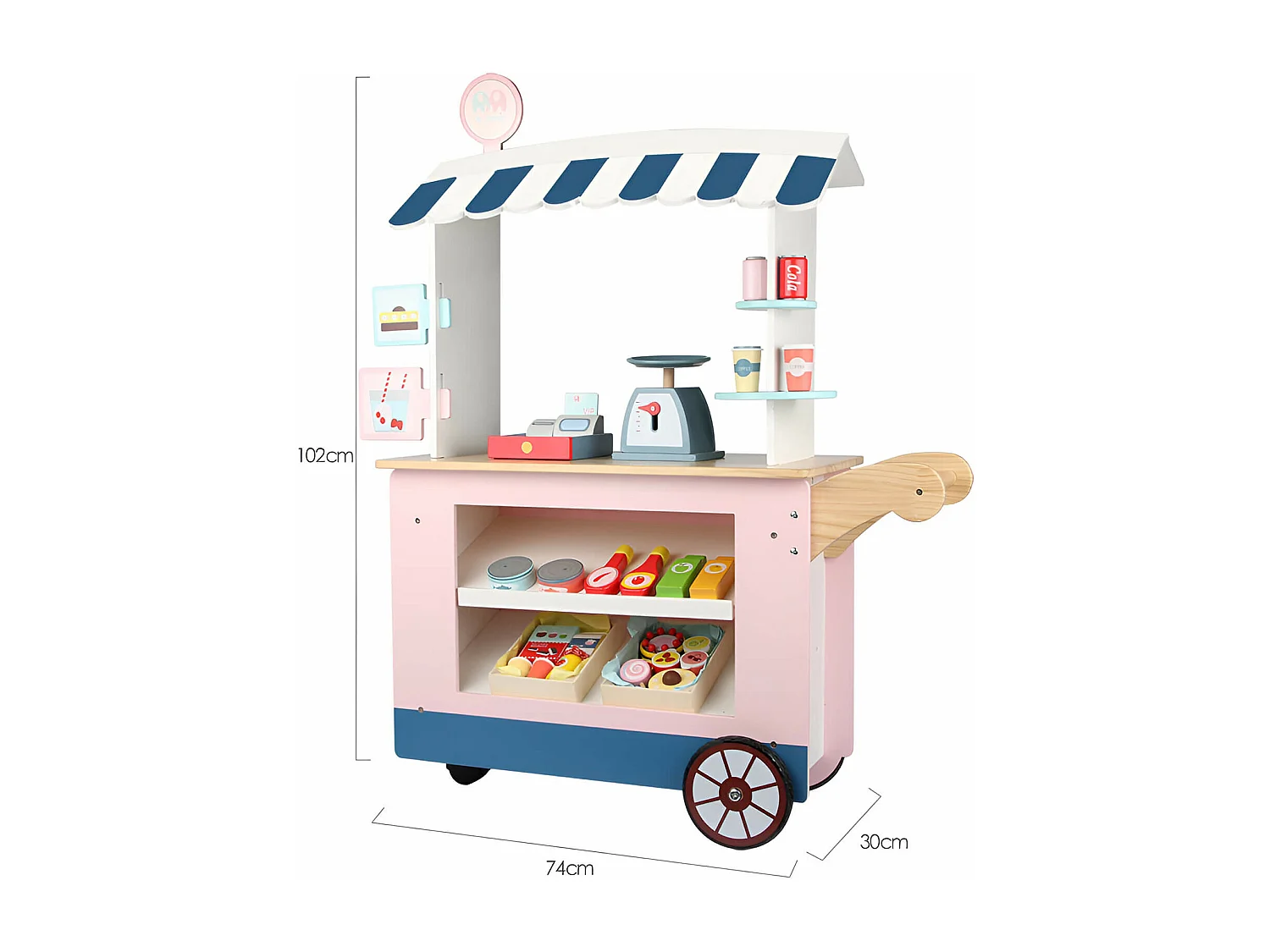 Gioco Bancarella Supermercato per Bambini Rebecca Mobili Goiaba Dai 3 anni Legno Multicolore 102x74x30