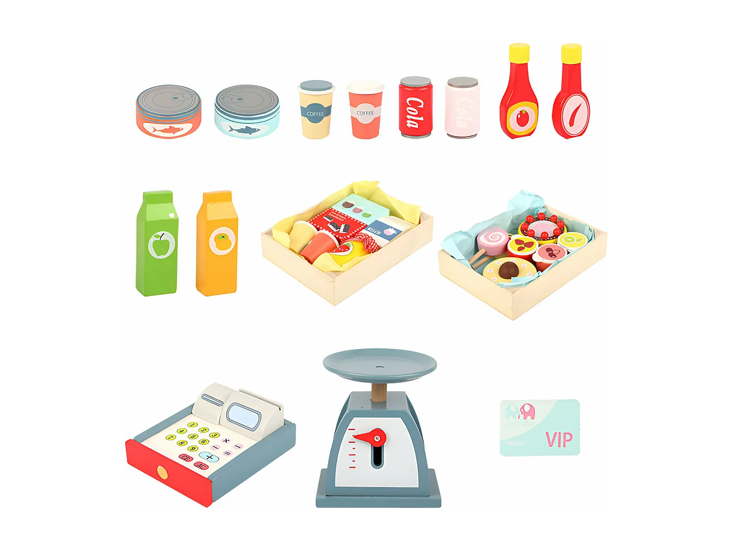 Gioco Bancarella Supermercato per Bambini Rebecca Mobili Goiaba Dai 3 anni Legno Multicolore 102x74x30