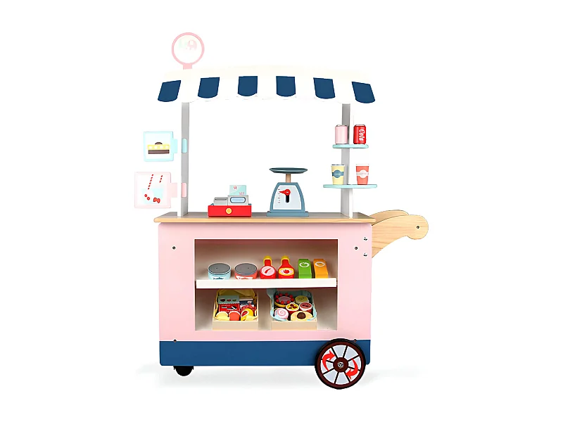 Gioco Bancarella Supermercato per Bambini Rebecca Mobili Goiaba Dai 3 anni Legno Multicolore 102x74x30