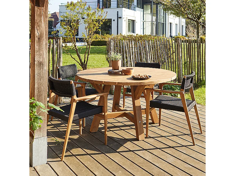 Salon de jardin en teck recyclé massif 4 places