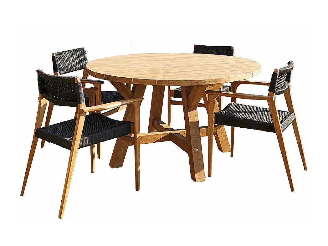 Salón de jardín de madera de teca maciza para 4 pers.