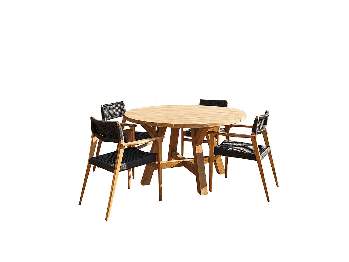 Salón de exterior de teca reciclada para 4 personas