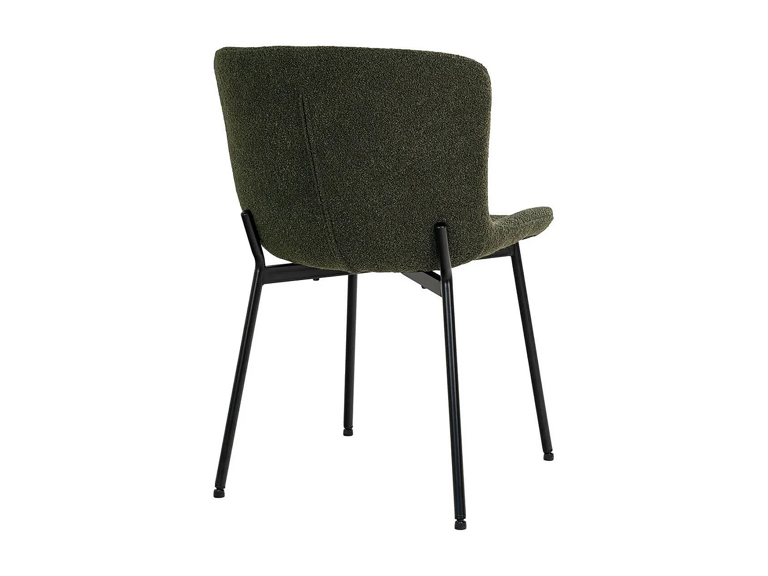 LESLI - Lot de 2 Chaises Tissu Bouclé Vert foncé Pieds Métal Noir