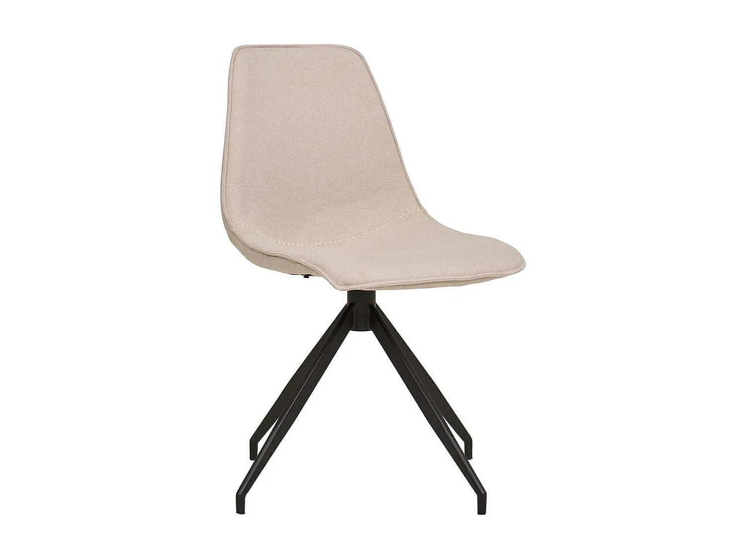 JACOB - Lot de 2 Chaises Tissu Beige Chiné Pied Pivotant Métal Noir