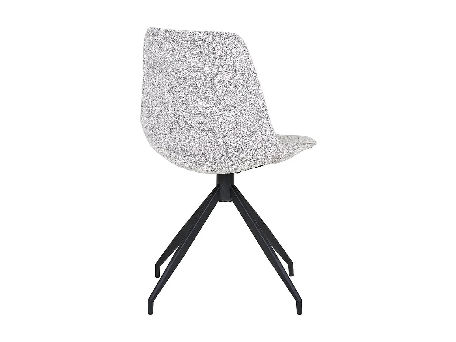 JACOB - Lot de 2 Chaises Tissu Bouclé Blanc Chiné Pied Pivotant Métal Noir