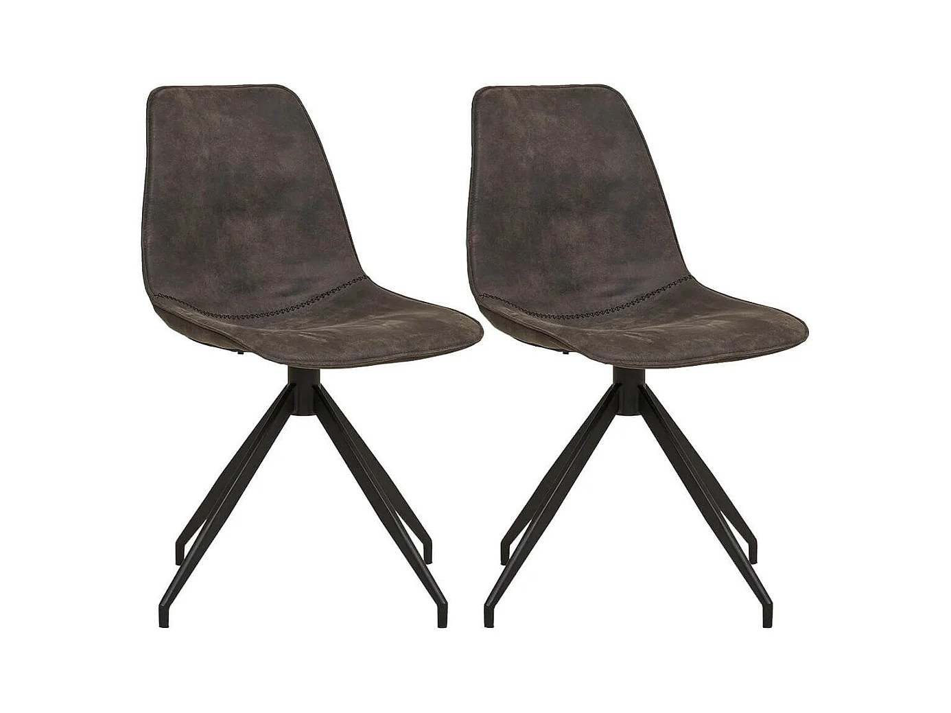 JACOB - Lot de 2 Chaises Tissu Microfibre Gris foncé Pied Pivotant Métal Noir
