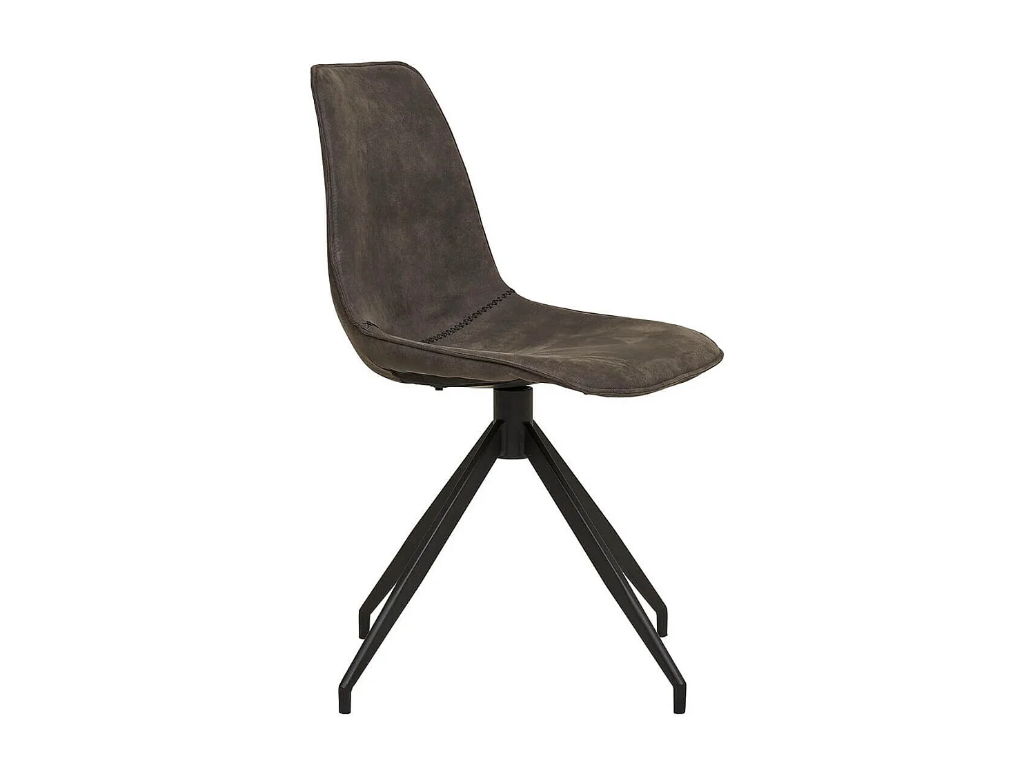 JACOB - Lot de 2 Chaises Tissu Microfibre Gris foncé Pied Pivotant Métal Noir