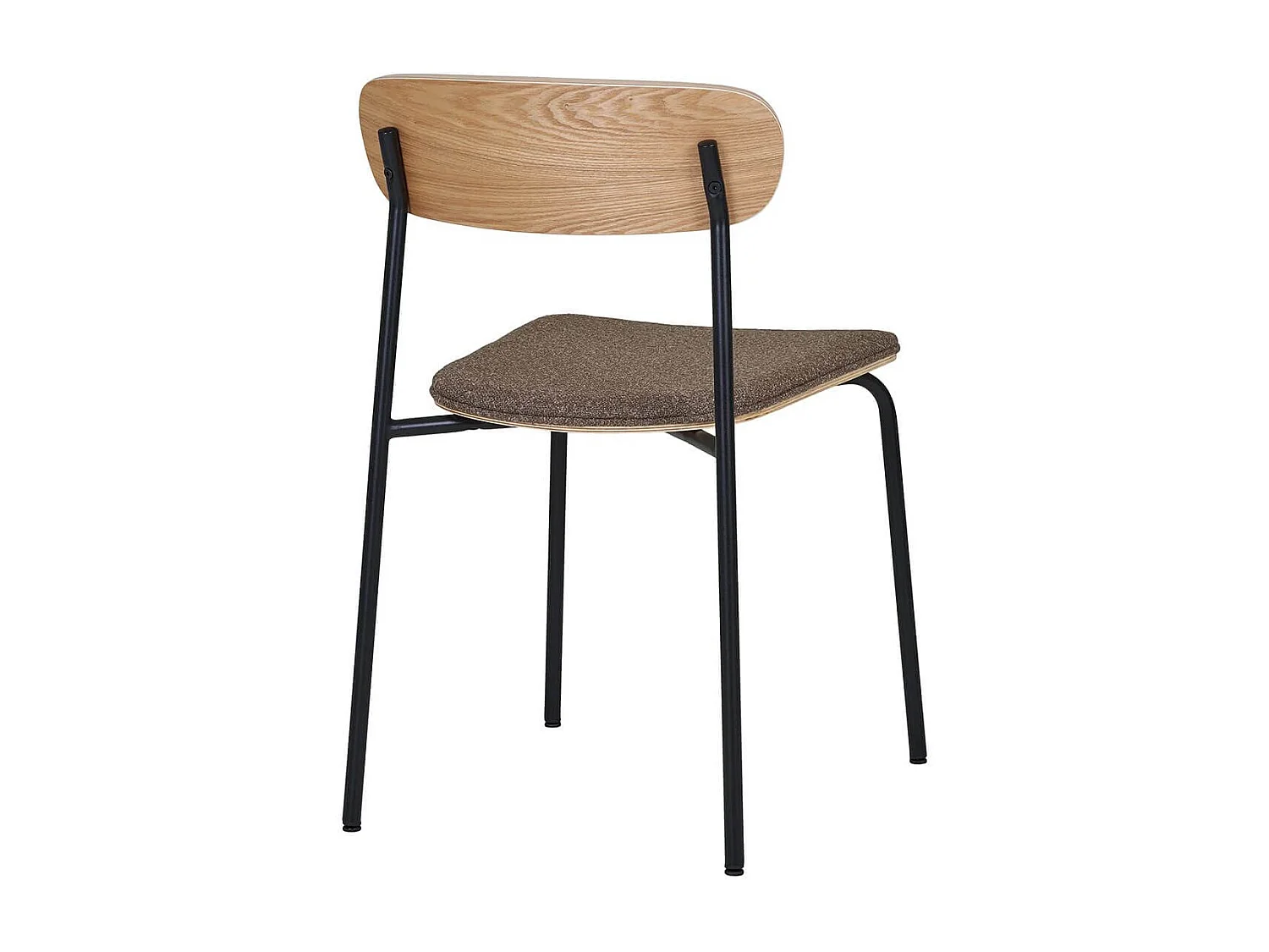 ESTELLE - Lot de 2 Chaises Dossier en Frêne Assise Tissu Pieds Métal Noir