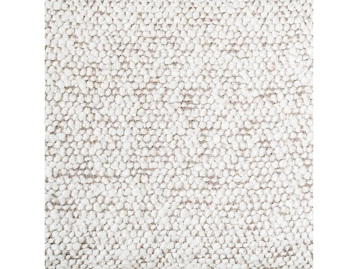 LOANA - Lot de 2 Fauteuils de Table Tissu Bouclé Blanc Chiné Pieds Métal Noir