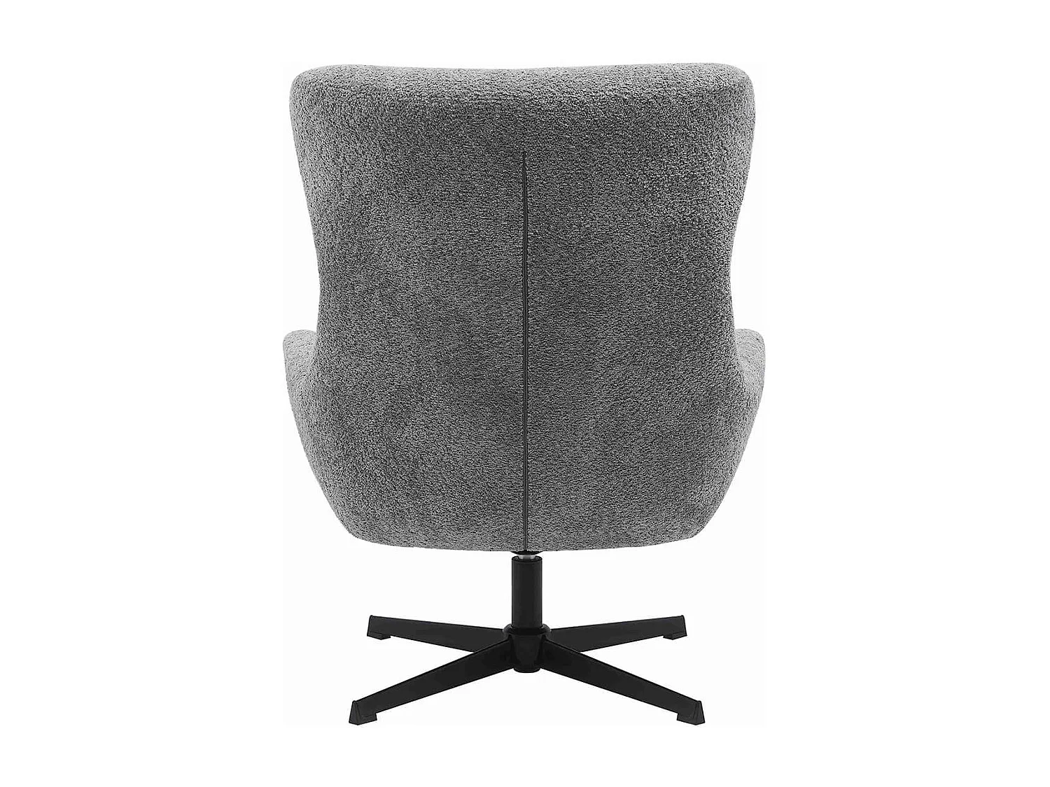 BORIS - Fauteuil Tissu Peluche Gris Pied Pivotant Métal Noir