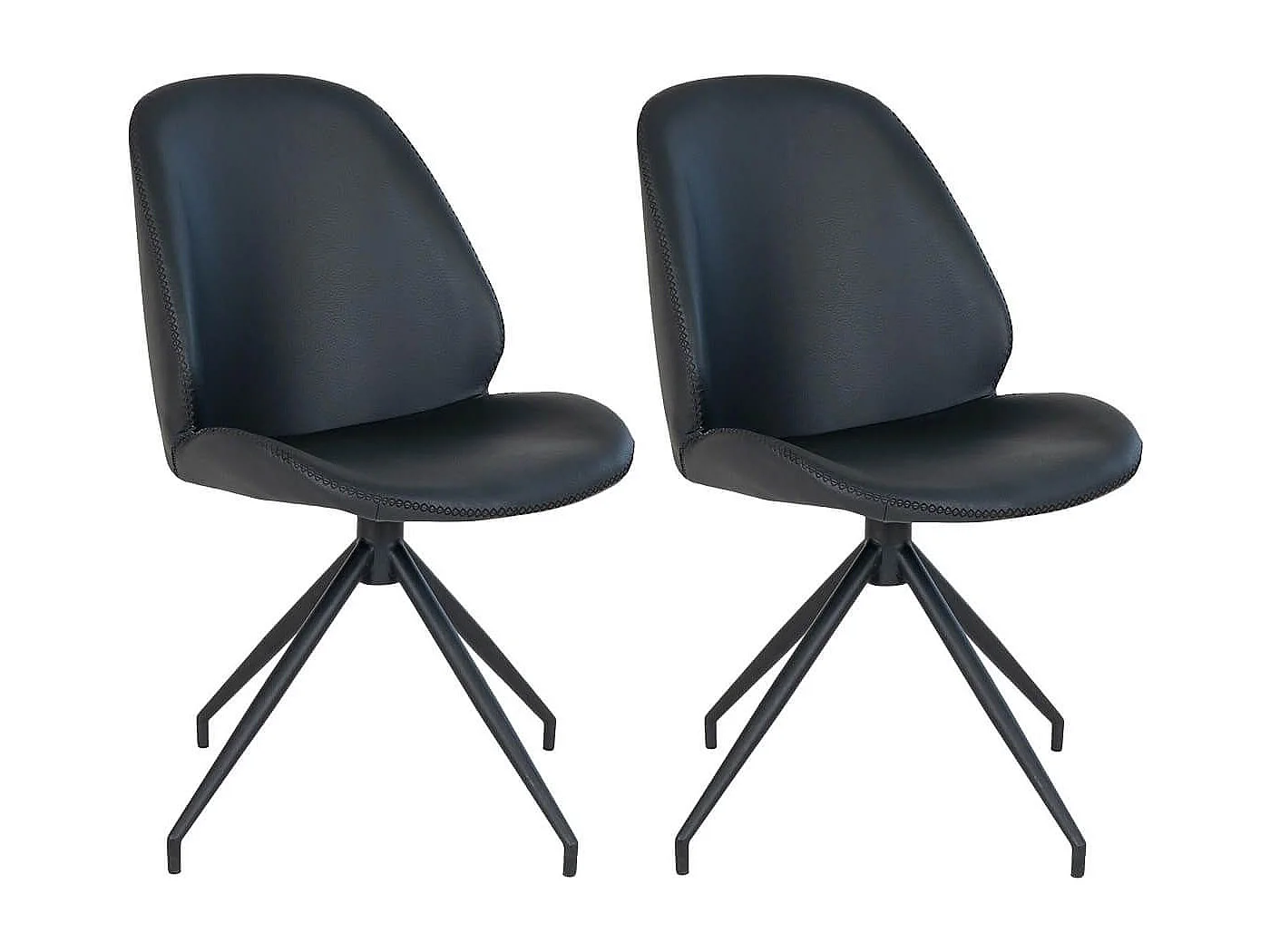 GAYA - Lot de 2 Chaises Incurvées Pivotantes Simili Noir