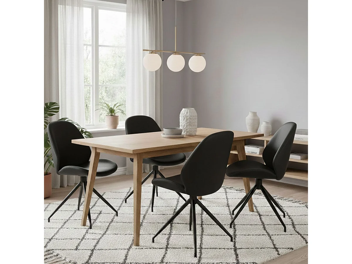 GAYA - Lot de 2 Chaises Incurvées Pivotantes Simili Noir