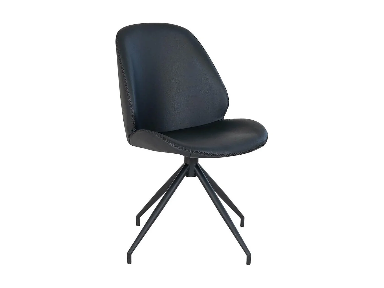 GAYA - Lot de 2 Chaises Incurvées Pivotantes Simili Noir