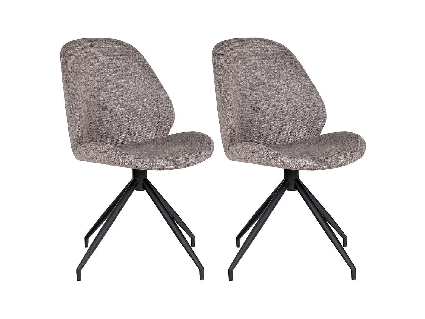 GAYA - Lot de 2 Chaises Incurvées Pivotantes Tissu Chiné Taupe